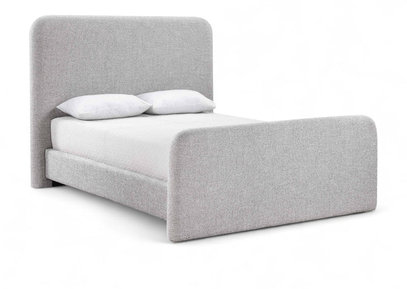Fira Linen Textured Fabric Upholstered Full Bed in Grey - B1221Grey-F