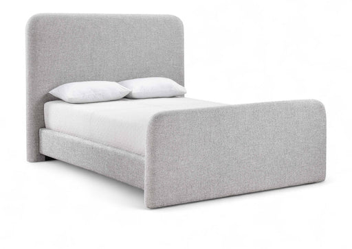 Fira Linen Textured Fabric Upholstered Full Bed in Grey - B1221Grey-F