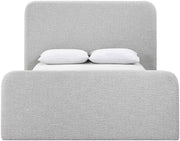 Fira Linen Textured Fabric Upholstered Full Bed in Grey - B1221Grey-F