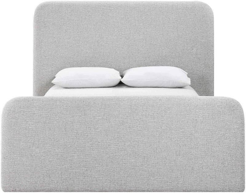 Fira Linen Textured Fabric Upholstered Full Bed in Grey - B1221Grey-F