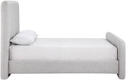 Fira Linen Textured Fabric Upholstered Full Bed in Grey - B1221Grey-F