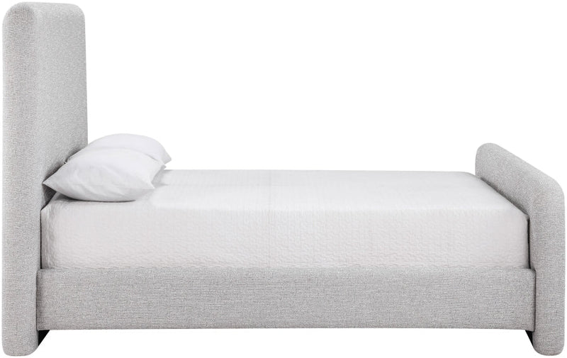 Fira Linen Textured Fabric Upholstered Full Bed in Grey - B1221Grey-F