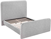 Fira Linen Textured Fabric Upholstered Full Bed in Grey - B1221Grey-F