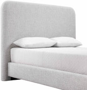 Fira Linen Textured Fabric Upholstered Full Bed in Grey - B1221Grey-F