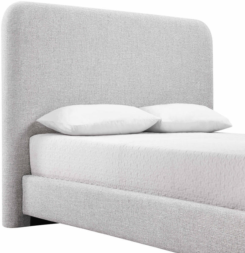 Fira Linen Textured Fabric Upholstered Full Bed in Grey - B1221Grey-F