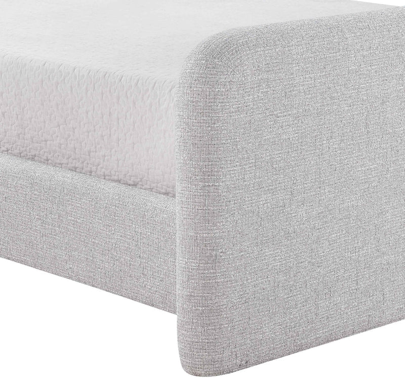 Fira Linen Textured Fabric Upholstered Full Bed in Grey - B1221Grey-F