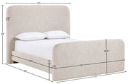 Fira Linen Textured Fabric Upholstered Queen Bed in Beige - B1221Beige-Q