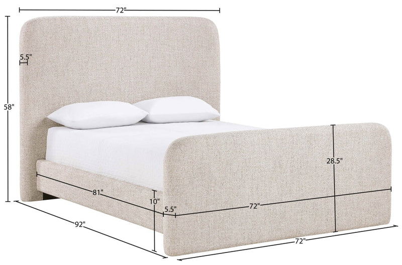 Fira Linen Textured Fabric Upholstered Queen Bed in Beige - B1221Beige-Q