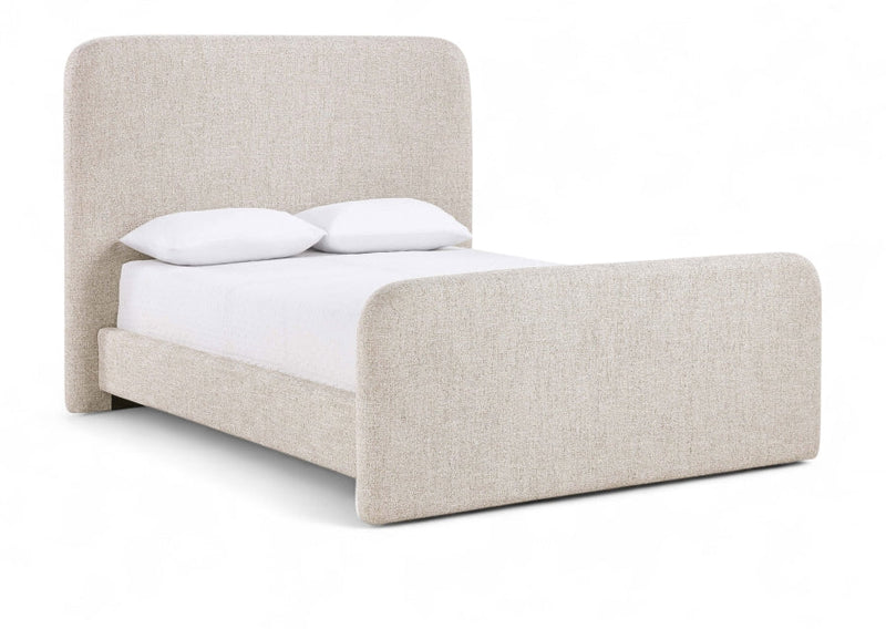 Fira Linen Textured Fabric Upholstered Queen Bed in Beige - B1221Beige-Q