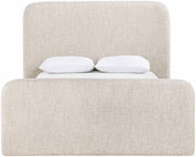 Fira Linen Textured Fabric Upholstered Queen Bed in Beige - B1221Beige-Q