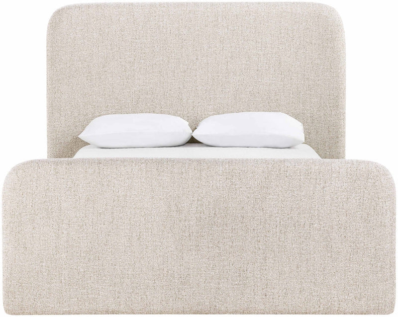 Fira Linen Textured Fabric Upholstered Queen Bed in Beige - B1221Beige-Q