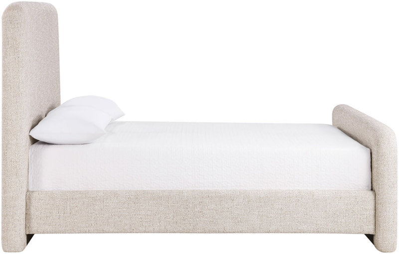 Fira Linen Textured Fabric Upholstered Queen Bed in Beige - B1221Beige-Q