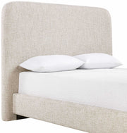 Fira Linen Textured Fabric Upholstered Queen Bed in Beige - B1221Beige-Q