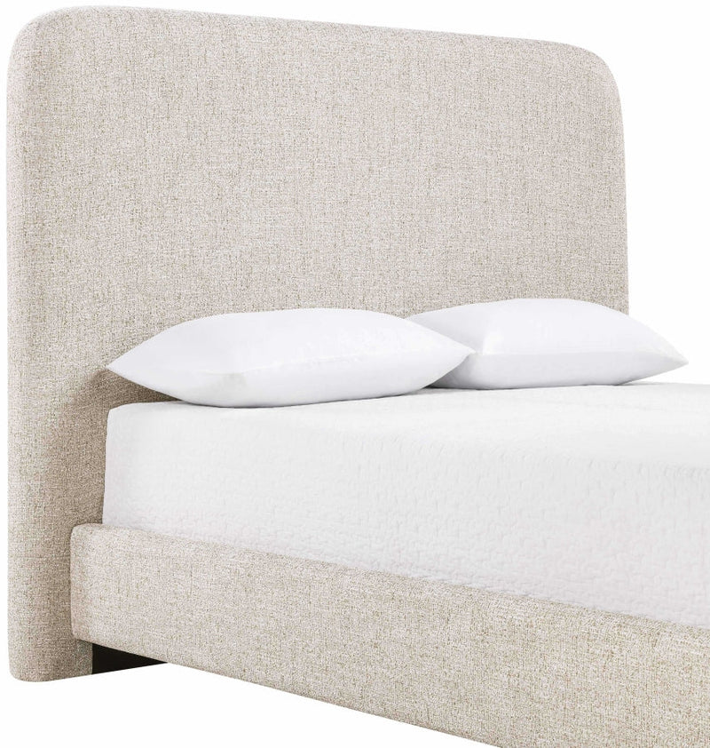 Fira Linen Textured Fabric Upholstered Queen Bed in Beige - B1221Beige-Q