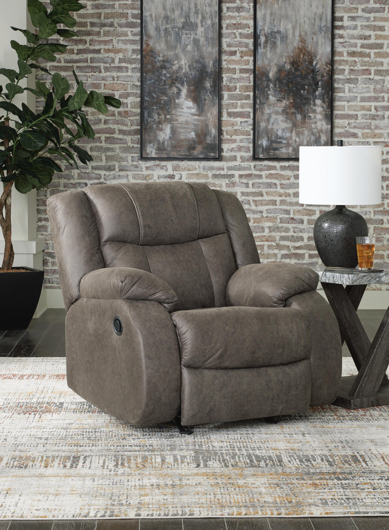 First Base Gunmetal Reclining Loveseat and 2 Recliners - 68804U3