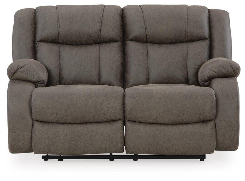 First Base Gunmetal Reclining Loveseat and 2 Recliners - 68804U3