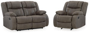 First Base Gunmetal Reclining Loveseat and Recliner - 68804U4