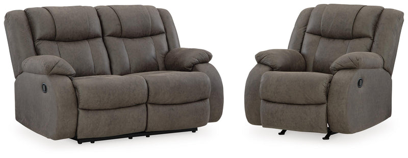 First Base Gunmetal Reclining Loveseat and Recliner - 68804U4
