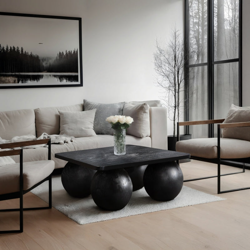 Fitch Oak Veneer Coffee Table in Black - 99083Black-CT