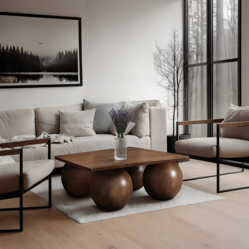 Fitch Oak Veneer Coffee Table in Brown - 99083Brown-CT