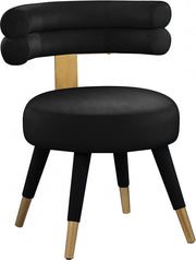 Fitzroy Velvet Upholstered Dining Chair in Black, Set of 2 - 747Black-C