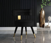Fitzroy Velvet Upholstered Dining Chair in Black, Set of 2 - 747Black-C