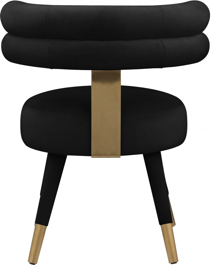 Fitzroy Velvet Upholstered Dining Chair in Black, Set of 2 - 747Black-C