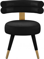 Fitzroy Velvet Upholstered Dining Chair in Black, Set of 2 - 747Black-C