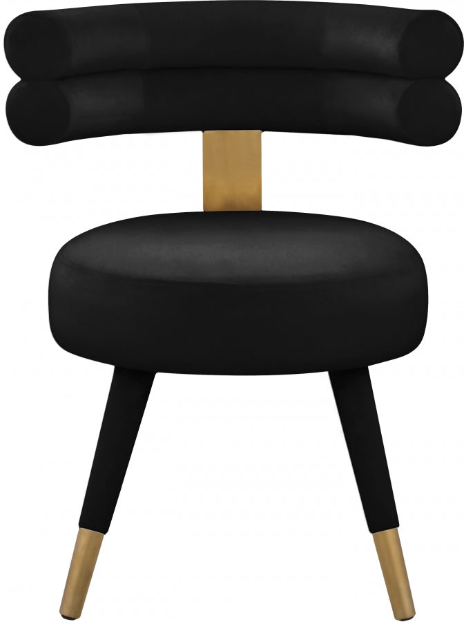 Fitzroy Velvet Upholstered Dining Chair in Black, Set of 2 - 747Black-C