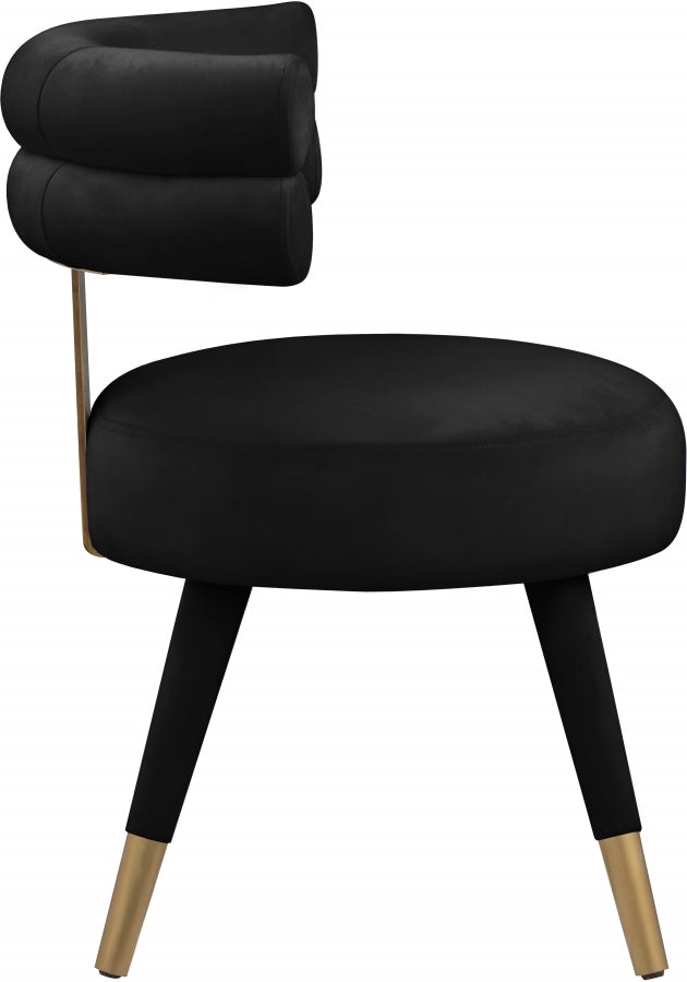 Fitzroy Velvet Upholstered Dining Chair in Black, Set of 2 - 747Black-C