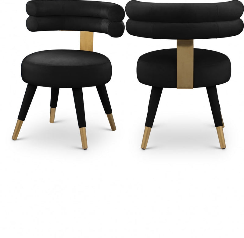 Fitzroy Velvet Upholstered Dining Chair in Black, Set of 2 - 747Black-C