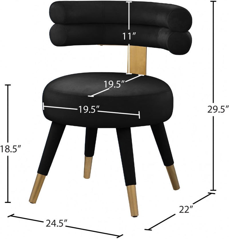Fitzroy Velvet Upholstered Dining Chair in Black, Set of 2 - 747Black-C