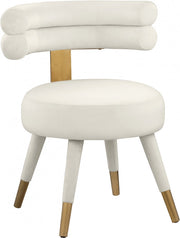 Fitzroy Velvet Upholstered Dining Chair in Cream, Set of 2 - 747Cream-C