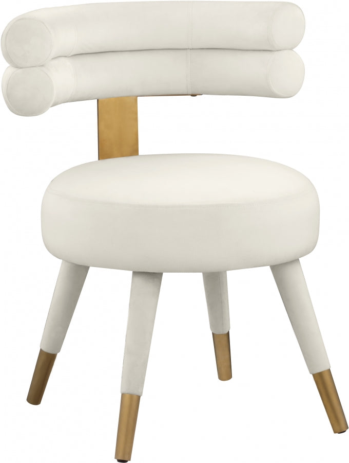 Fitzroy Velvet Upholstered Dining Chair in Cream, Set of 2 - 747Cream-C