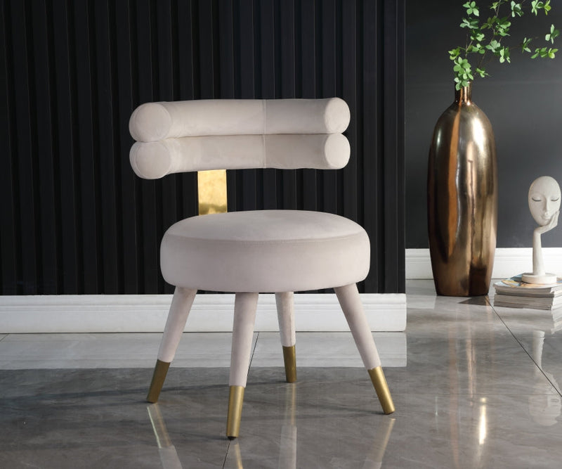 Fitzroy Velvet Upholstered Dining Chair in Cream, Set of 2 - 747Cream-C
