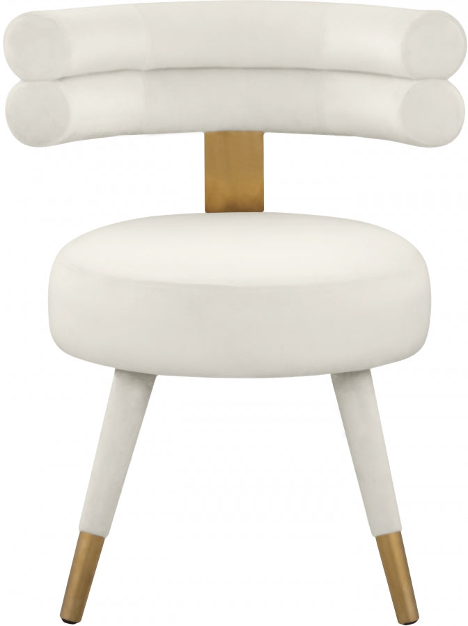 Fitzroy Velvet Upholstered Dining Chair in Cream, Set of 2 - 747Cream-C