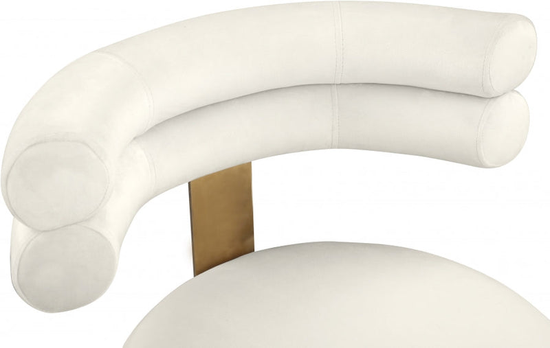 Fitzroy Velvet Upholstered Dining Chair in Cream, Set of 2 - 747Cream-C