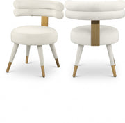 Fitzroy Velvet Upholstered Dining Chair in Cream, Set of 2 - 747Cream-C