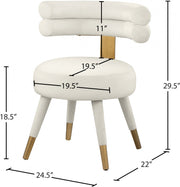 Fitzroy Velvet Upholstered Dining Chair in Cream, Set of 2 - 747Cream-C