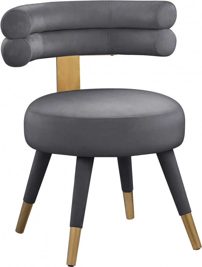 Fitzroy Velvet Upholstered Dining Chair in Grey, Set of 2 - 747Grey-C
