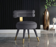 Fitzroy Velvet Upholstered Dining Chair in Grey, Set of 2 - 747Grey-C