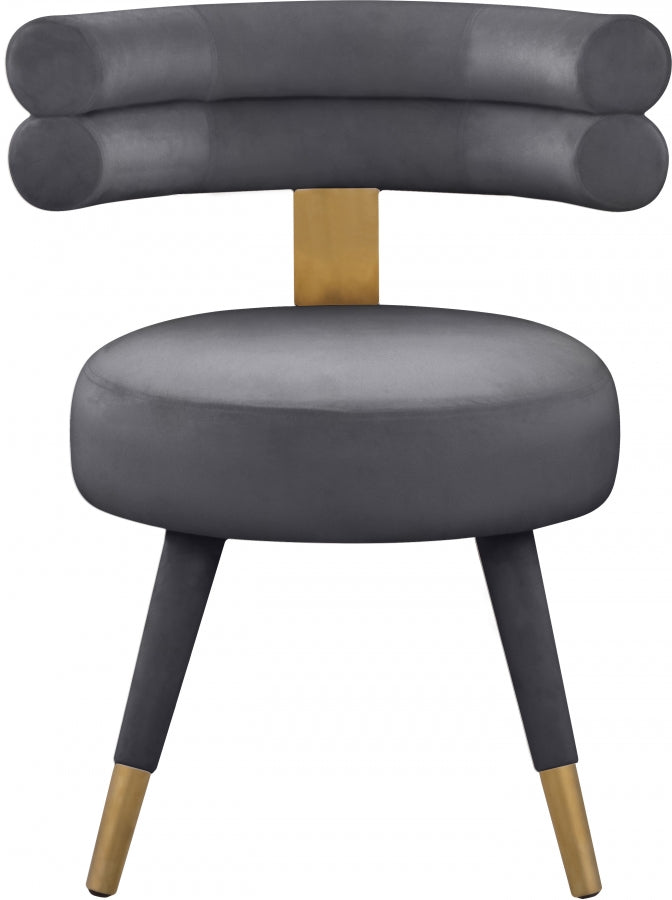 Fitzroy Velvet Upholstered Dining Chair in Grey, Set of 2 - 747Grey-C