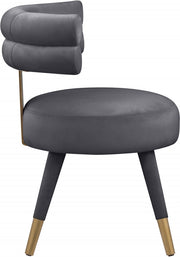 Fitzroy Velvet Upholstered Dining Chair in Grey, Set of 2 - 747Grey-C