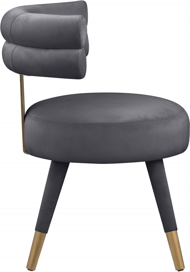 Fitzroy Velvet Upholstered Dining Chair in Grey, Set of 2 - 747Grey-C
