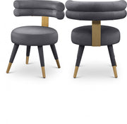 Fitzroy Velvet Upholstered Dining Chair in Grey, Set of 2 - 747Grey-C