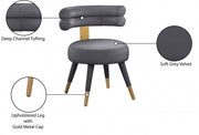 Fitzroy Velvet Upholstered Dining Chair in Grey, Set of 2 - 747Grey-C