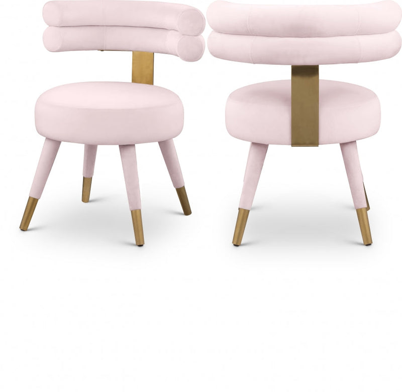 Fitzroy Velvet Upholstered Dining Chair in Pink, Set of 2 - 747Pink-C