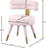 Fitzroy Velvet Upholstered Dining Chair in Pink, Set of 2 - 747Pink-C