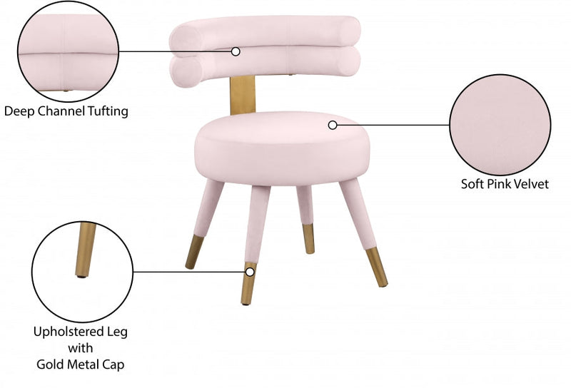 Fitzroy Velvet Upholstered Dining Chair in Pink, Set of 2 - 747Pink-C