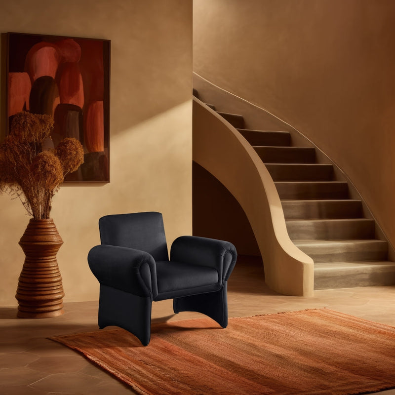 Fleurette Velvet Upholstered Accent Chair in Black - 409Black